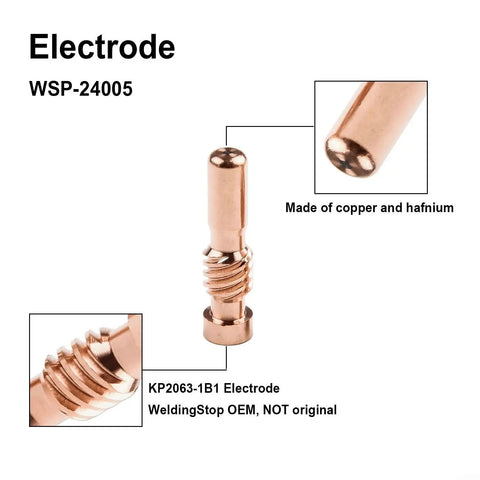 Ultimate 11-Piece Plasma Cutter Tips And Nozzles Kit Made For Procut 55 And 80 Series Machines For Smooth Metal Cutting Jobs With Superior Heat Resistance And Stable Ignition Performance You Cant Miss - copper and hafnium electrode with detailed design.