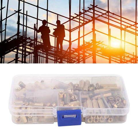 180Pcs M4 Brass Standoff Spacer Set With Male And Female Hex Pillars Screws And Nuts For Electronics PCB Mounting Durable Brass Hardware Kit In Storage Box Built For DIYers, brass parts in storage box