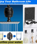 Upgraded 12 Inch Black Shower Head With Handheld Spray And Rainfall Showerhead High Pressure Combo hose hooks filter