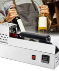 GFJYKDL Capsule Heat Shrink Machine For Bottle Sealing Commercial PVC Capsule Shrinker Stainless Steel Automatic Thermostat in use with a bottle.