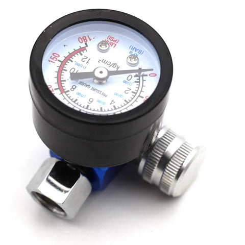 Kick Up Your Paint Game With This Tough As Nails Air Pressure Regulator For Hvlp Spray Guns And Shop Projects Featuring A Smooth Flow Dial And Zero Hassle Setup - close-up of pressure gauge showing PSI readings.