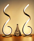 Spiral LED Table Lamp Set Of 2, 10W Dimmable With 3 Color Modes, Modern Nightstand Desk Lamps For Living Room Bedroom Office, Black Finish