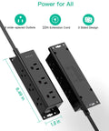 Nine Outlet Surge Protector Power Strip With Three Side Design For Widely Spaced Plugs Wall Mount Flat Plug 10 Foot Cord