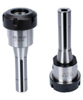 R8 ER40 Collet Chuck Milling Shank Holder With 7/16-20 Drawbar Thread in Hardened Alloy Steel, Side and Front View