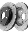 Ram 1500 Front Brake Rotors And Ceramic Pads Kit Drilled And Slotted With E Coating For 2011 To 2018 Ram 1500 And 2006 To 2010 Dodge Ram 1500