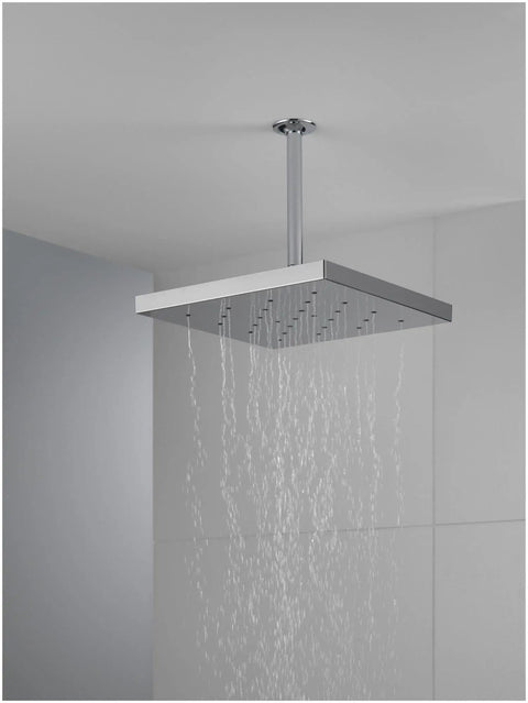 12-Inch Square Rain Shower Head With H2Okinetic Technology, 1.75 GPM, Universal Showering, Lumicoat Chrome Finish installed