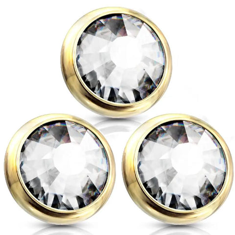 Dermal Top Multi Pack 14G 16G Implant Grade Titanium Surface Piercing Jewelry Set With CZ 5mm Gold Tops Hypoallergenic Labret Style Tops 14G 3 Pieces
