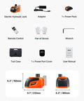 Wireless 5 Ton Electric Car Jack With Remote Control, Cordless Hydraulic Lift components including gloves, tool case, user manual