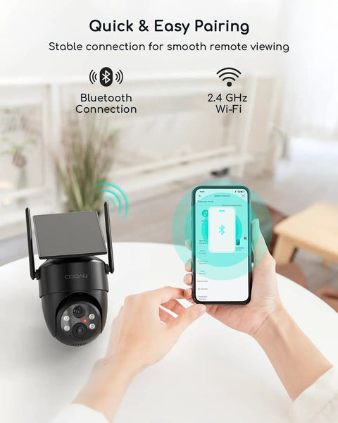 Pairing process of Solar Powered Wireless Outdoor Security Camera With 2K 360 Degree View Color Night Vision AI Smart Detection