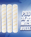 Microfiber Paint Roller Covers 1/2 Inch Nap By 14 Inches, 6 Pack displayed against blue background