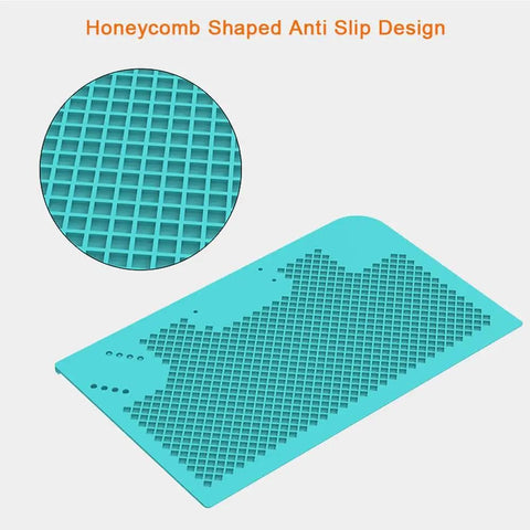 Dope Heat Resistant Silicone Soldering Mat For Electronics Repair Large Anti Static Work Pad For RF4 BGA And Soldering Iron Great For Workbench Cell Phone And Laptop Fix 17.7 By 11 Inches, showing honeycomb design.