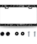 Floral Line Art License Plate Frame With Stainless Steel Durability Beautiful Flower Design That Pops Fits Standard US And Canada Vehicles Includes Screws And Caps 12.2 By 6 Inches Two Hole Mount Car Decor Accessory