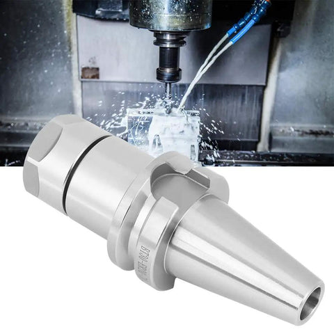 ER20 70 Collet Tool Holder for CNC lathe and milling, 40Cr alloy steel, shown in industrial machining setup with CNC in background.