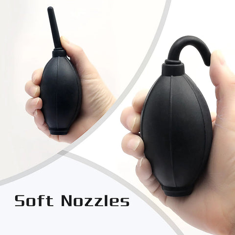 VVEASIER silicone soft-tip manual air blower with long nozzle for camera lenses and electronics cleaning.