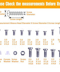 All-In-One Eyeglasses Repair Kit With Over 1000 Screws, screw size chart and types displayed, including screw caps and nuts.