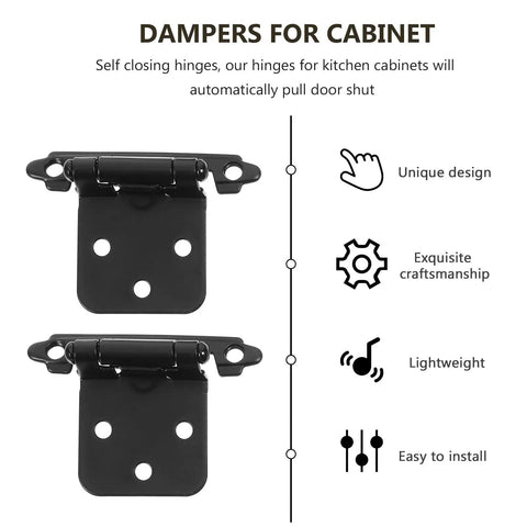 Black Spring Hinges For Cabinet Doors With Dampers Smooth Closing Self Closing Hardware 1.4mm showcased with benefits
