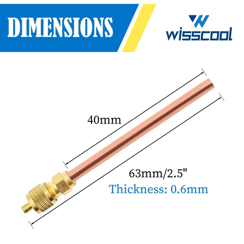 Wisscool 10-pack 1/4 inch Schrader service valve copper tube with brass fittings