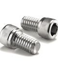 Top Grade 1/4-20 X 5/8 Inch Socket Head Cap Screws Knuckle Busting 304 Stainless Steel Hex Bolts showing threads and hex drive.