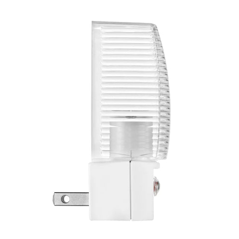 Side view of Plug In LED Night Light With Dusk To Dawn Sensor, 5000K Daylight, 5 Lumen Output, showing prongs and light panel