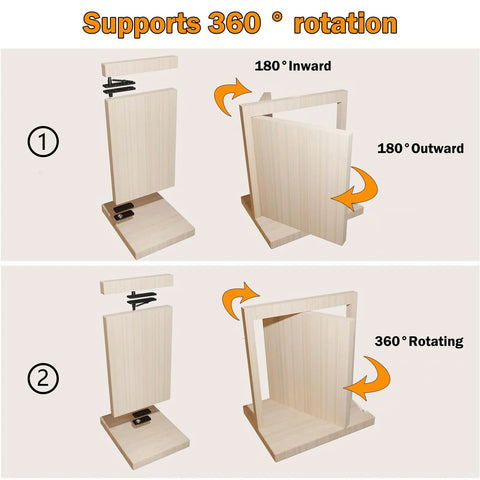 Hidden Door Hinge Set 304 Stainless Steel Beefy Heavy Duty Pivot Hinge With 573Lb Load Rating for 360 Degree Rotation demonstration