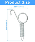 Front view of silver metal spring latch hook for pet doors; 2.75in tall, coil body, top curved hook, bottom loop.