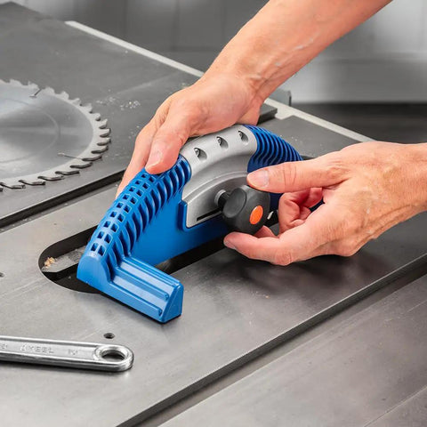 Using Blade-Lock Table Saw Blade Change Tool For 10 Inch Saws, Fast One-Tool Blade Change, Secure Clamp System Protects Teeth