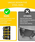 Comparison between heavy duty folding push cart with 1100 pound capacity and other carts, highlighting 5 steel bars and features.