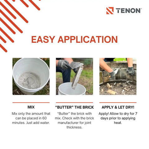 Refractory Mortar For Fireplaces And Fire Pits Ready To Use High Temp Mix White Heat Resistant Up To 2550F For Chimneys Parging Brick Clay Indoor Outdoor 25 Pound Package