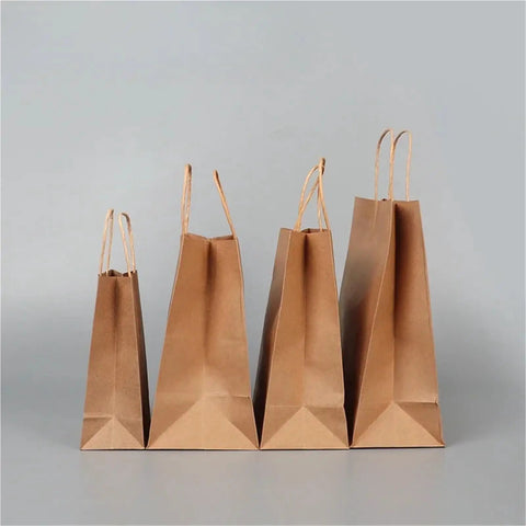 Brown Kraft Paper Bags With Handles Bulk 50 Pack For Small Businesses Shop Ready Eco Friendly Shopping Gift Bags 42x31x13 Cm