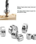 Depth Stop Collar Drill Bit Kit 7 Piece Set with 1/2in collar attached to drill bit, high carbon steel, precise depth control