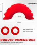 Red D Ring Shackle Isolator Washers Kit Rubber Towing Shackle Cover Set Protects Bumper and Cuts Down Rattle dimensions