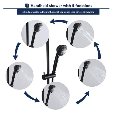 Oil Rubbed Bronze 2 In 1 Shower Head Set With Liftable Handheld 5 Functions Dual Shower Heads spray settings