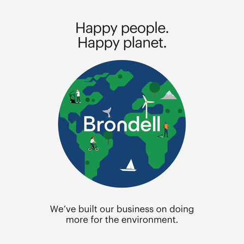 Illustration of earth with people and nature representing Brondell's commitment to the environment and happy planet.