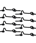 Badass Heavy Duty Two Inch Swivel Eye Latch Set Of 8 Secures Exterior Garden Gates Wood Doors And Fences With Rust Proof Black Mounts Fastened Tight For Tough All Season Use, showing eight black steel latches.