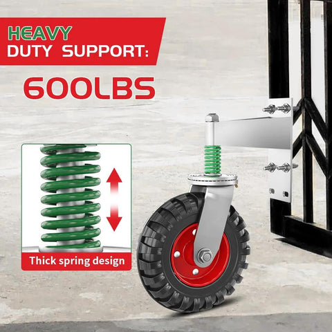 8 Inch Fence Gate Wheel For Metal Tube Gates, Heavy Duty Gate Caster With 360 Degree Rotation, Spring Loaded