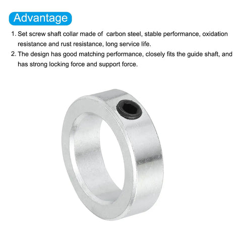 Shaft Collar 1.1 Inch Bore Zinc Plated Carbon Steel Set Screw Style Clamping Collar Silver, showcasing design advantages and features.