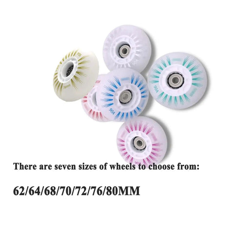 LED Light Up Inline Skate Wheels 70mm 90A Pink 8 Pack Replacement Wheels For Indoor Outdoor Roller Skates with size options