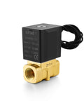 Brass Electric Solenoid Valve 2 Way Direct Acting Normally Closed 12V DC Three Eighths Inch NPT Fluid Control For Water Air Gas Oil Model 2WA05010 Cv 0.83 High Flow
