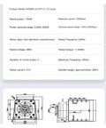 Technical specifications and dimensions of Water Cooled Taper Cutting Spindle For CNC Milling And Grinding Machines 22 kW Built Tough With Conical Vertical Design And Efficient Heat Dissipation For Heavy Duty Tasks.