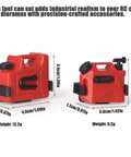2 Pack Mini RC Fuel Tank Set For 1 To 16 Scale RC Cars And Static Models; red ABS plastic tanks with measurements and weights.