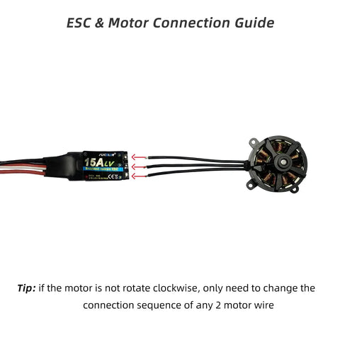 Diagram of SZ Speed 2204 1600KV Brushless Motor for Indoor and Outdoor Fixed Wing RC Aircraft Replacement A560 connection guide