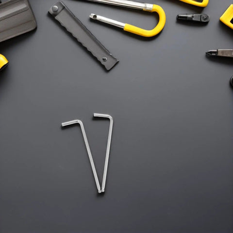 Durable 2Pc Metric Hex Key Wrench Set With Ball End Design Built From Heavy Duty Alloy Steel For Tough Jobs Featuring A Matte Chrome Finish That Looks Cool And Performs Like A Champ. two metric alloy steel ball-end hex keys on a gray surface