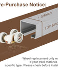 Heavy Duty Pocket Door Soft Close Bracket With One Inch Tri Wheel Hanger Rig For Seamless Bidirectional Glide No More Slamming Just Smooth As Butter Sliding Action Always with technical dimensions and wheel detail.