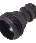 Metal Oscillating Sprinkler With Quick Connect Adapter close-up view of black quick connect adapter component.