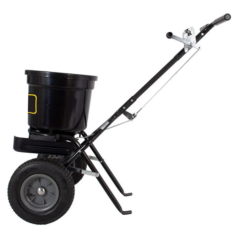 Heavy-Duty Push Spreader With Side Deflector Kit And Hopper Grate For Lawn Care, 50 Lb Capacity Handles Fertilizer, Grass Seed