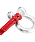 Rock Solid One Inch Bow Shackle With Screw Pin For Heavy Duty Marine Rigging, 5x5.9 inch, alloy steel, red screw pin.