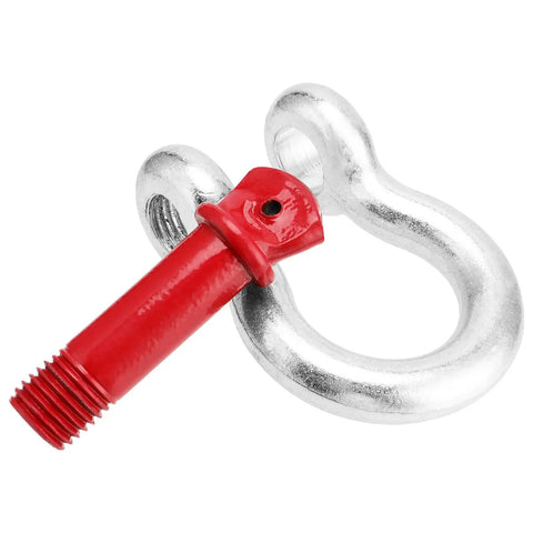 Rock Solid One Inch Bow Shackle With Screw Pin For Heavy Duty Marine Rigging, 5x5.9 inch, alloy steel, red screw pin.
