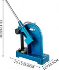 Heavy Duty Manual Arbor Press Built Like A Tank From Solid Cast Iron with 18.1 inches height, blue finish, for precise stamping tasks.