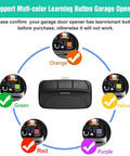 Three Button Garage Door Remote For Most Openers, Five Color Learn Buttons Red Orange Yellow Green Purple, 310/315/390MHz