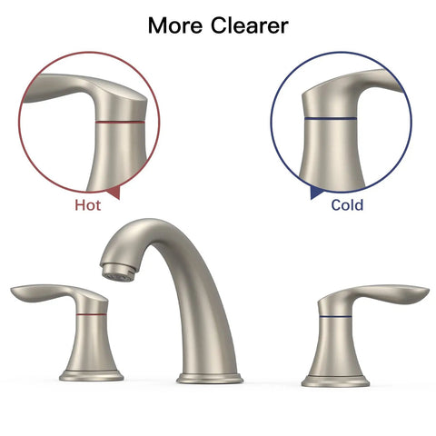 Widespread Brushed Nickel Bathroom Sink Faucet With Three Hole Install Durable Ceramic Valve Easy Install Stainless Steel Pop Up Drain